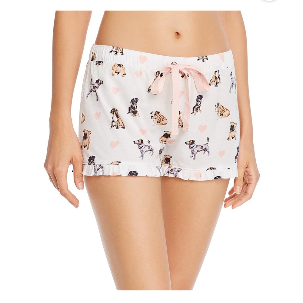 P.J. Salvage Womens Dog Print Pajama Shorts, Off-White, XL